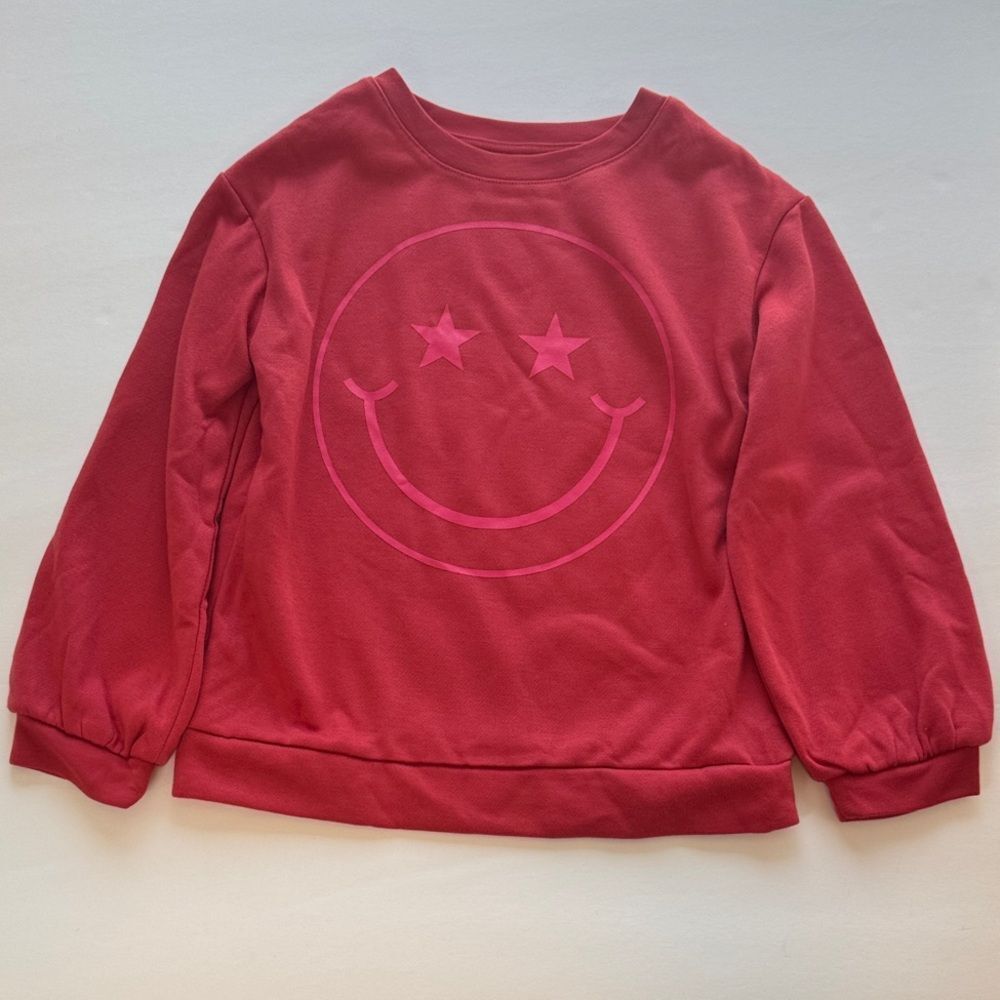 Art Class Kids Red Smiley Face Sweatshirt Size M (7/8)